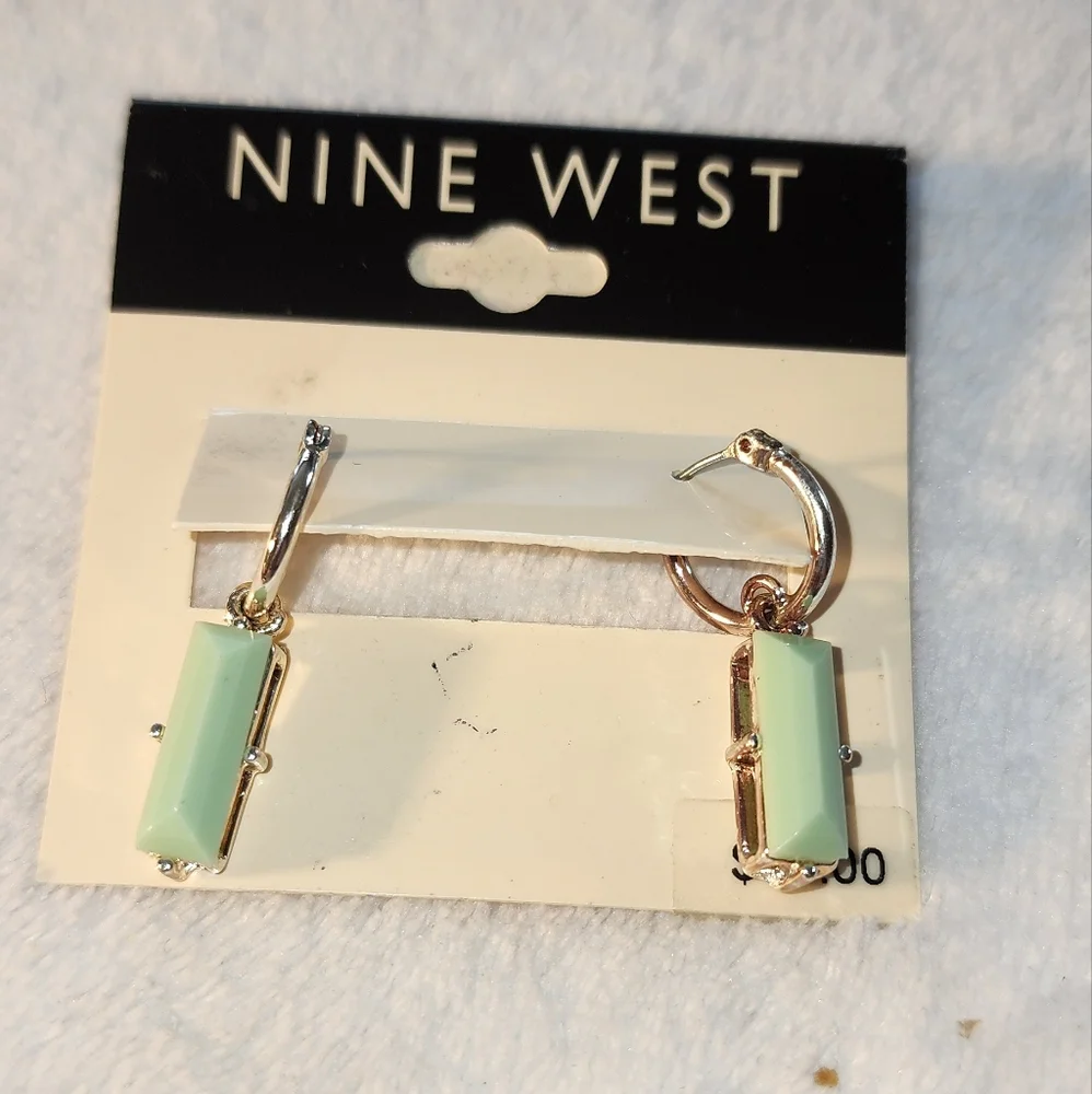 Macy's Nine West Gold and Mint Earrings - Picture 5 of 5